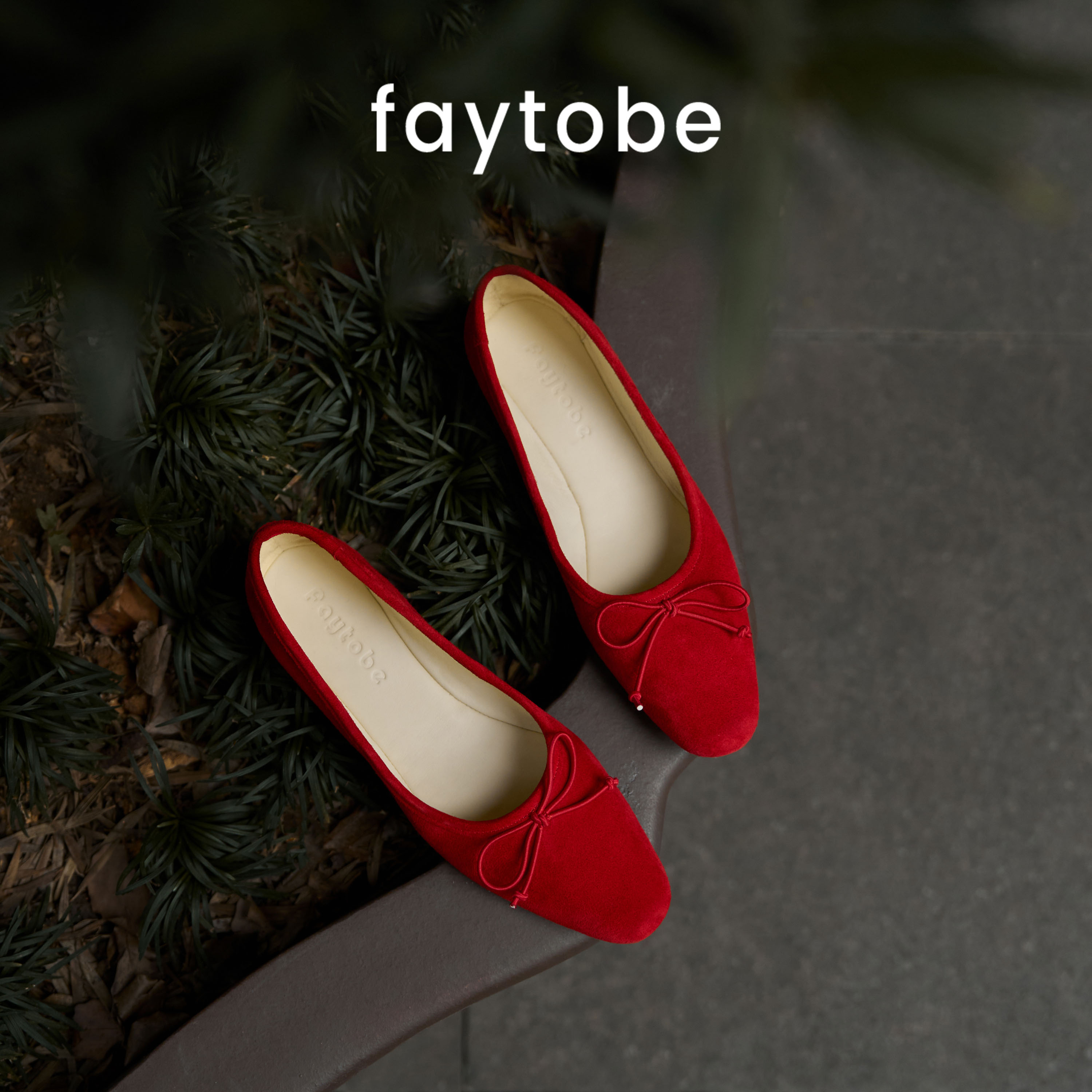 faytobe芭蕾鞋羊皮手工蝴蝶结