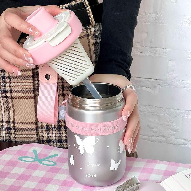 GOOM格沫咖啡保温杯女生精致高颜值吸管水杯2025新款学生便携杯子