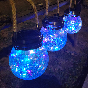饰花园挂树灯户外布置阳台家用防水裂纹小夜灯 太阳能灯别墅庭院装