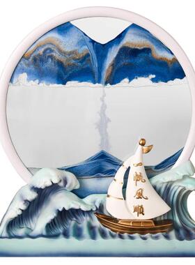 创意一画帆风顺计时器流沙摆件家客厅酒JSN柜居装电视柜饰品乔迁