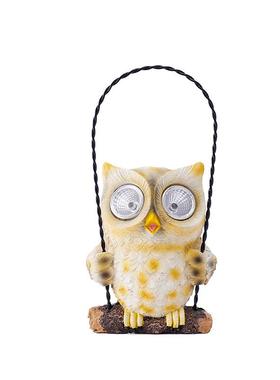 树发光吊篮猫头太鹰RDW119阳能灯挂件园花庭院装饰脂工艺品