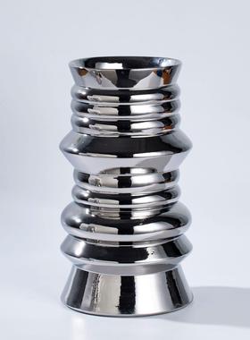 景德样镇高温陶瓷北欧瓶简约镀银花装饰品房板YRM花器