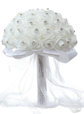 手捧花瑰新款仿真结婚玫SPH-5521手捧花束婚庆捧婚花白色礼新手娘