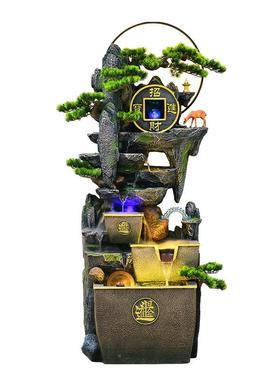 中式招财假山流水喷泉循ZVR环水摆办公室景观装厅饰鱼缸生财落客