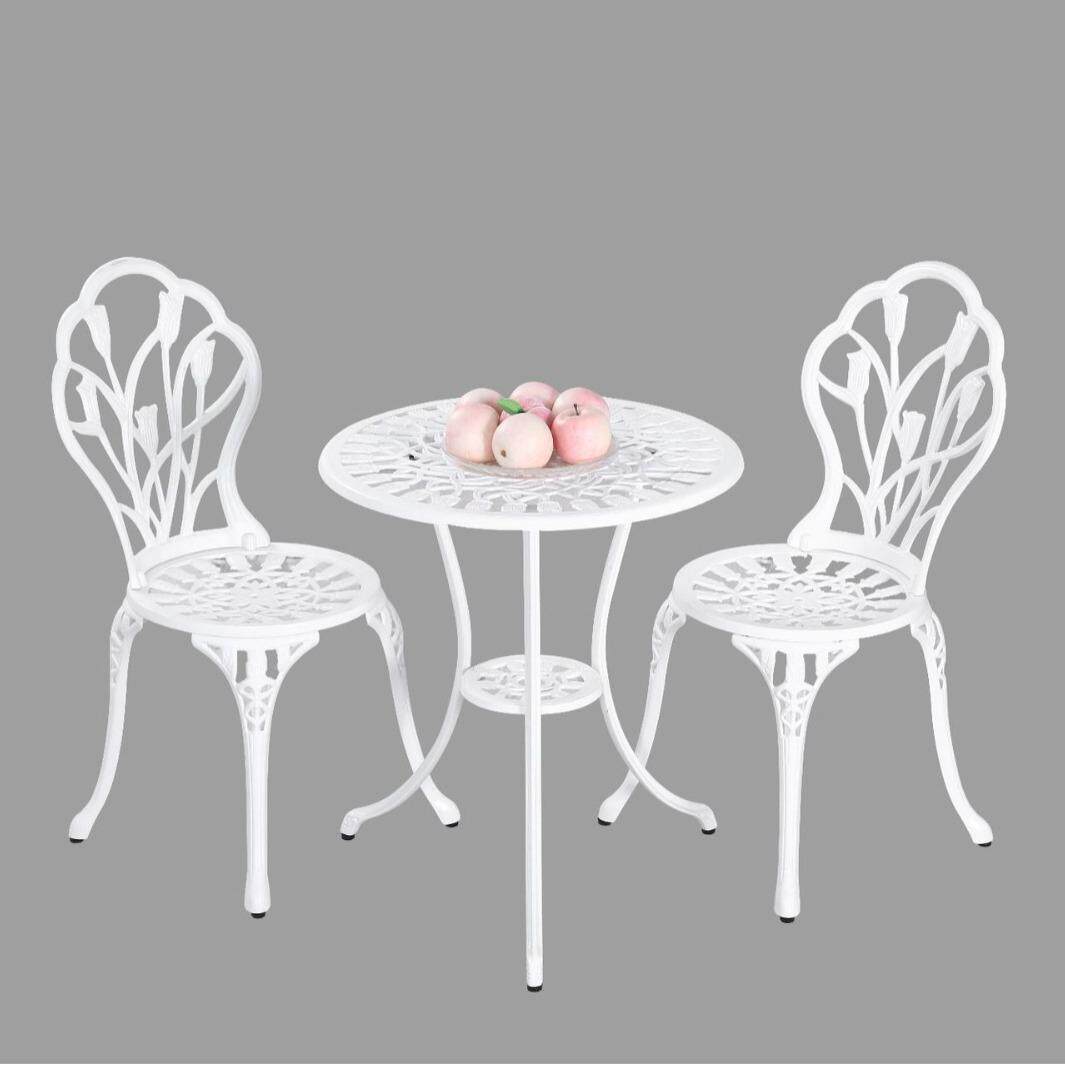 厂家直销户外铸铝桌椅三件套家具庭院休闲郁金香套椅子