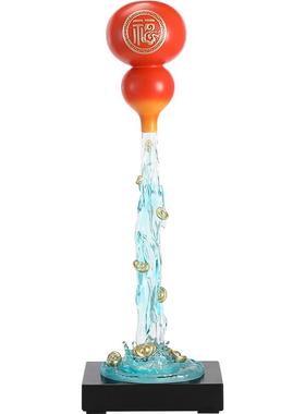 流水生财葫芦摆件入户玄关隔断电视柜办公室壁龛装饰乔迁送礼家居