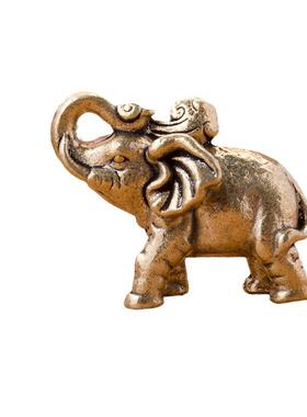 纯黄铜实心做旧大象桌面摆件创意大象桌面摆件茶宠工艺品地摊