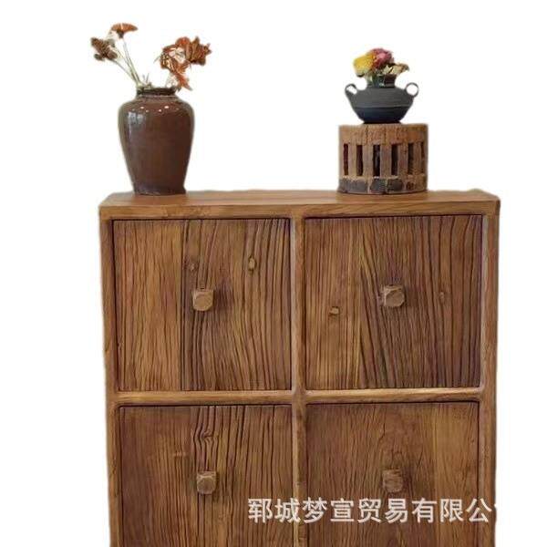 中式老榆木餐边柜家居客厅装饰收纳柜可移动茶水柜实木博古架鞋柜