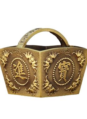 招财进斗米缸聚宝盆黄铜仿古招财缸办公室家居创意工艺品创意摆件