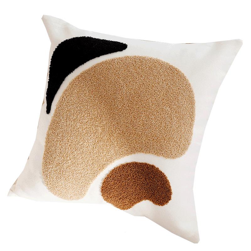 奶油打色抱枕套高发级复古0风棕色法式结沙床上腰靠枕垫含芯飘靠