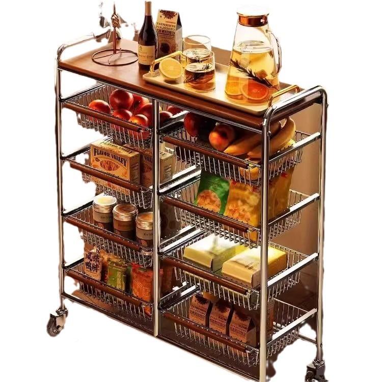 中古风小车茶1家用边几床夹缝推架床边置物架客厅零食收纳几架头