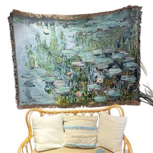TAPESTRYWALLHANGING世界名画卧室装 饰壁毯莫奈睡莲油画挂布