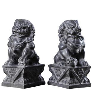 石雕石头青石小石狮子摆件一对家用小号门前门口看门玄关窗台阳台