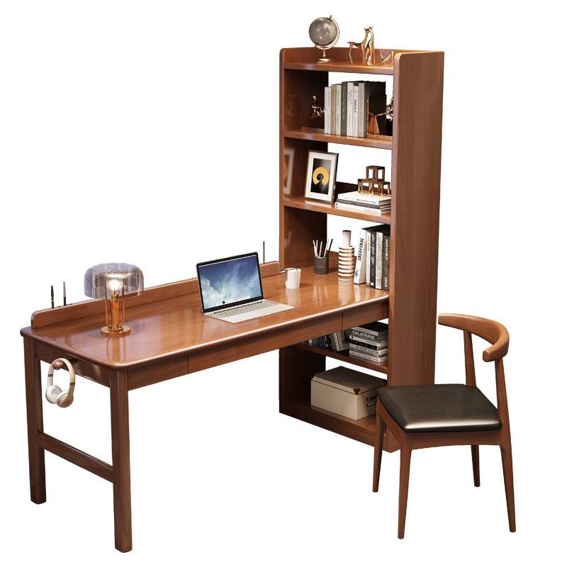 角书桌桌转书架组合一体台式电脑简约家用学生字桌实木写2513学习