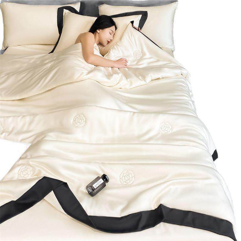 轻奢冰丝夏凉被四件套夏季丝滑裸睡空调被床上用品被子床单三件套