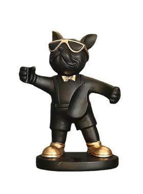 创意红酒架餐边柜酒柜装饰品摆件轻奢高档家居客厅法斗斗牛犬软装