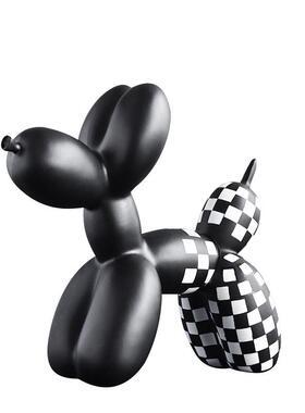 创意新品黑白格子气球狗摆件家居软装客厅玄关饰品树脂工艺品