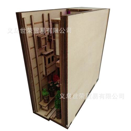货源街头巷尾书角书架插页书立木质手工艺品微景观摆件