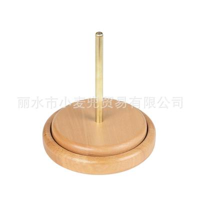 家用绕线毛线轴可转动旋转针织线团手作编织工具榉木轴架底座