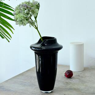 黑白系玻璃花瓶欧式拼色风灯花瓶家居客厅卧室插花装饰品花瓶摆件