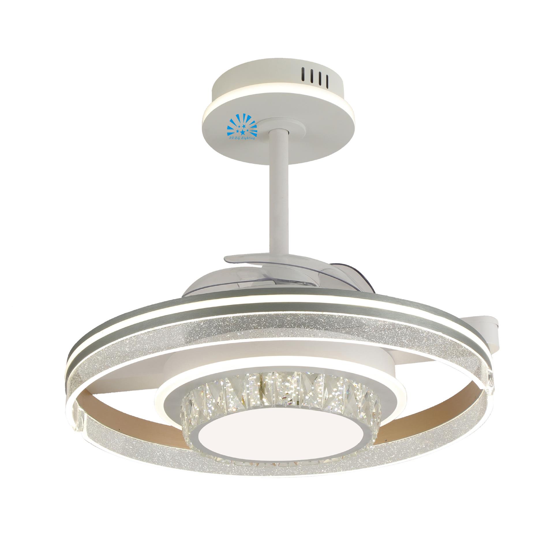 隐形护风扇灯光谱简约北欧卧眼室餐厅带灯风扇一体变全频吊扇灯