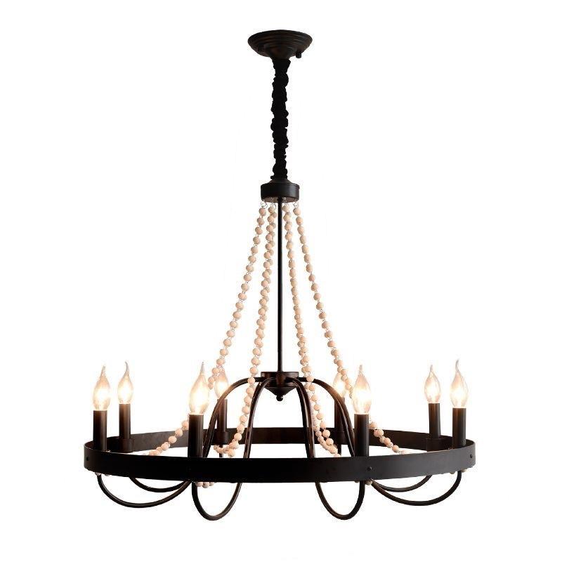 法式复古客高厅灯式黑色级感珍358珠灯美浪漫酒吧咖啡卧室餐厅厅