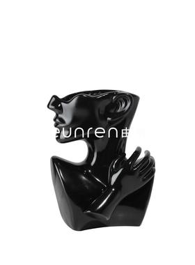 轻奢抽象人头雕塑摆件干花花器花瓶样板房间衣帽间珠宝首饰展示架