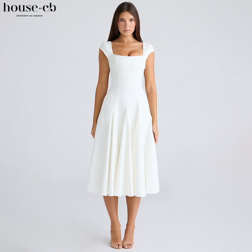 HouseofCB高级优雅斜纹中长裙