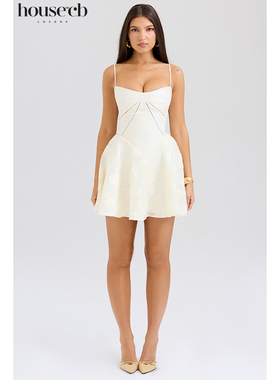 House of CB 清新甜美显身材复古奶油白吊带迷你连衣裙Serenita