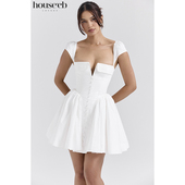 House 御姐风雪绒色棉质束腰连衣裙Florence