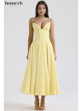 House of CB 北欧风束腰阳光明媚抹胸中长连衣裙Lady