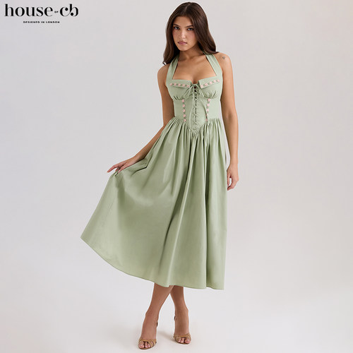 HouseofCB休闲风清新挂脖裙