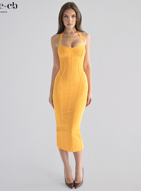 House of CB性感优雅橙色绷带束腰中长连衣裙The Sculpt