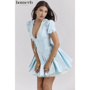 可爱甜美浅蓝色褶皱连衣裙Imani House