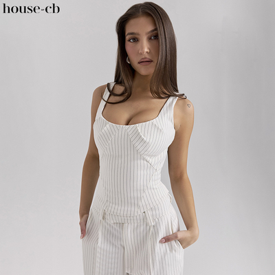 HouseofCB细条纹紧身背心