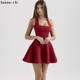 CB俏皮甜美红色挂脖式 House 迷你连衣裙Loulette