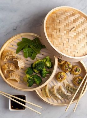 Bamboo Steamer Basket with Lid Dumpling Steamer Basket