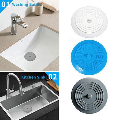 Silicone Drain Plug Hair Stopper Flat Suction Cover Bath Tu