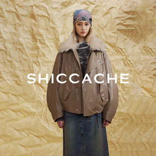 希凯驰25冬设计师款 环保皮草羽绒服宽松廓形派克外套133128Y054