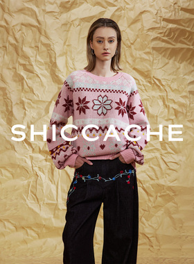 希凯驰25冬设计师款绵羊毛费尔岛毛衣慵懒风针织衫133128M039