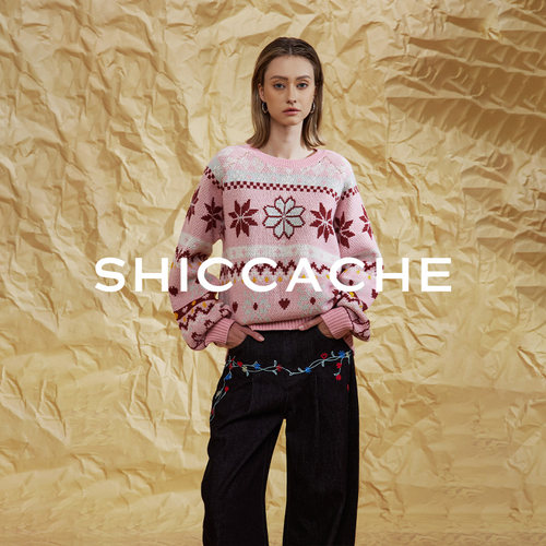 希凯驰25冬设计师款绵羊毛费尔岛毛衣慵懒风针织衫133128M039