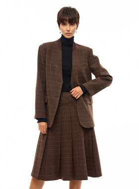 LOLO MIRIAM25秋套装a字西装裙西服衬衫领镂空气质83128A001