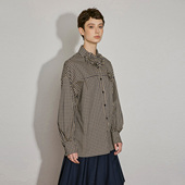 希凯驰25秋衬衫 女棕格纹手工花朵宽松外套31627Q1C01