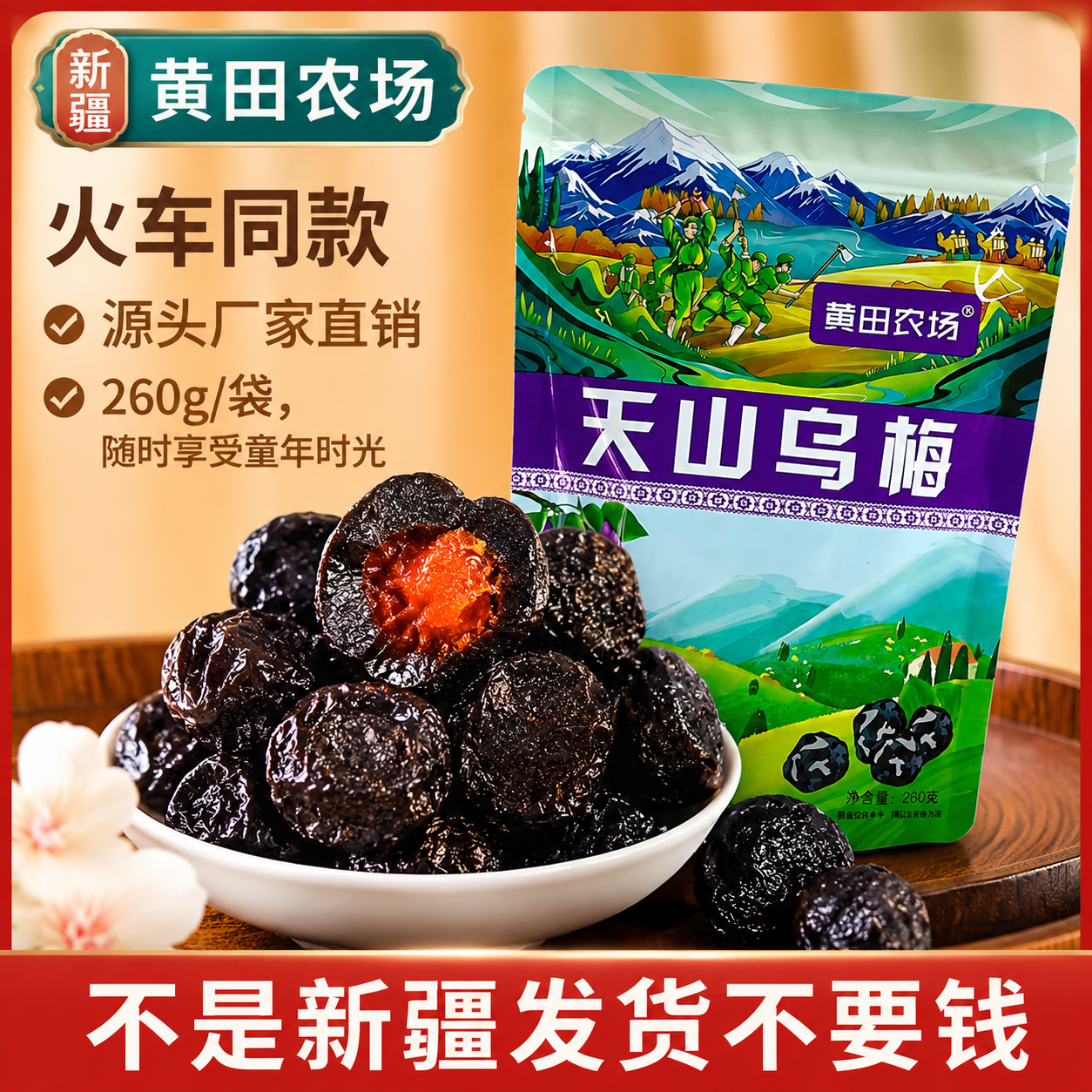 新疆特产新疆天山乌梅干果脯蜜饯大乌梅天山梅干火车同款休闲零食