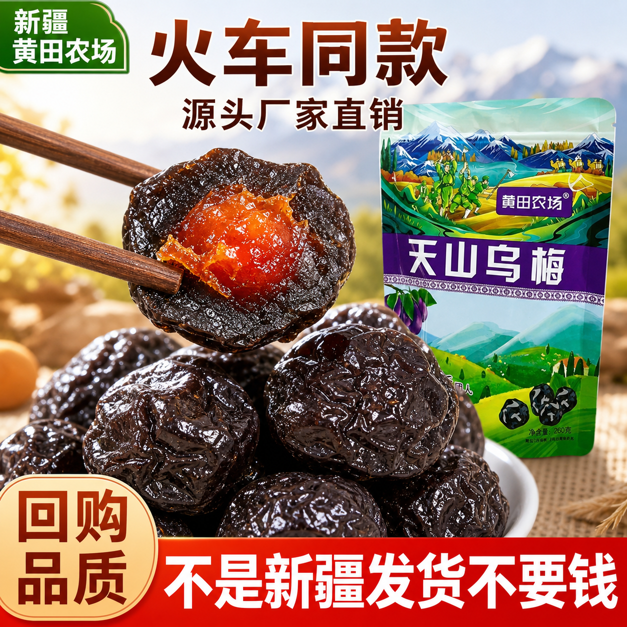 新疆特产新疆天山乌梅干果脯蜜饯大乌梅天山梅干火车同款休闲零食