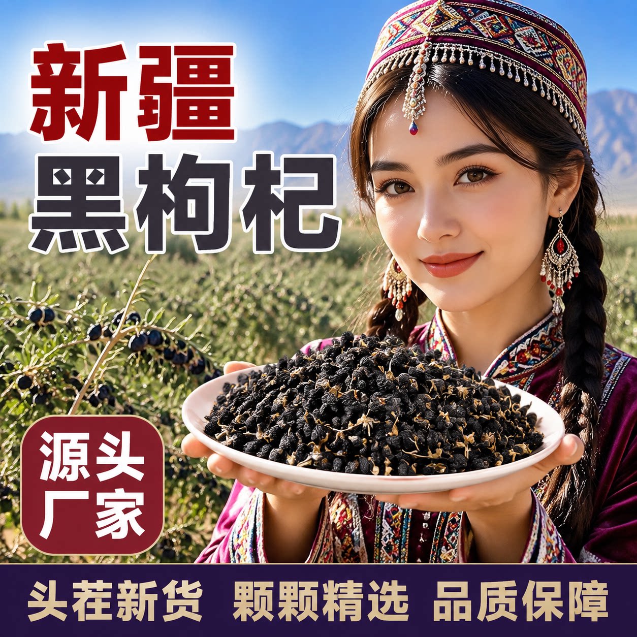 新疆特产黑枸杞正宗新疆枸杞黑枸杞枸杞子黑枸杞干大颗粒枸杞批发