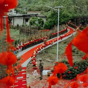 结婚气球路引牌农村风车室外婚礼庆院子用品大全迎宾装饰布置路边