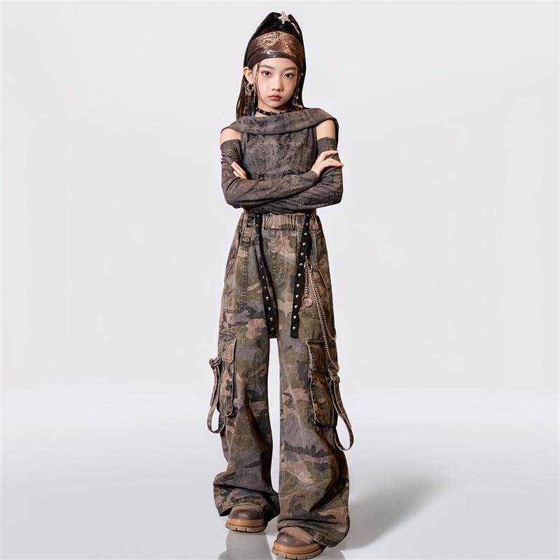 好货爵士舞服装潮酷时髦女童秋冬jazz演出服套装儿童废土风街舞表