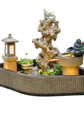 大型假山流水喷泉摆件花园庭院别墅阳台室外角落瀑布鱼池景观造景