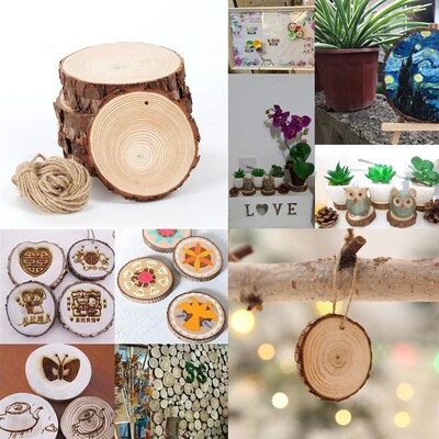 极速10pcs/ 20pcs/ 30Pcs Wood Log Slice Disc 3-10 cm DIY Circ